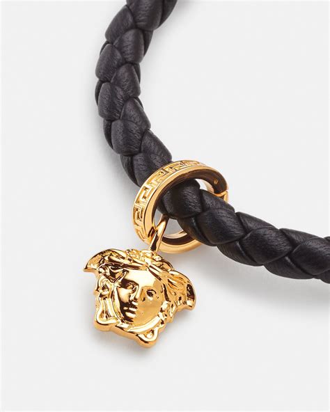 versace braided leather charm bracelet|vintage Versace bracelet.